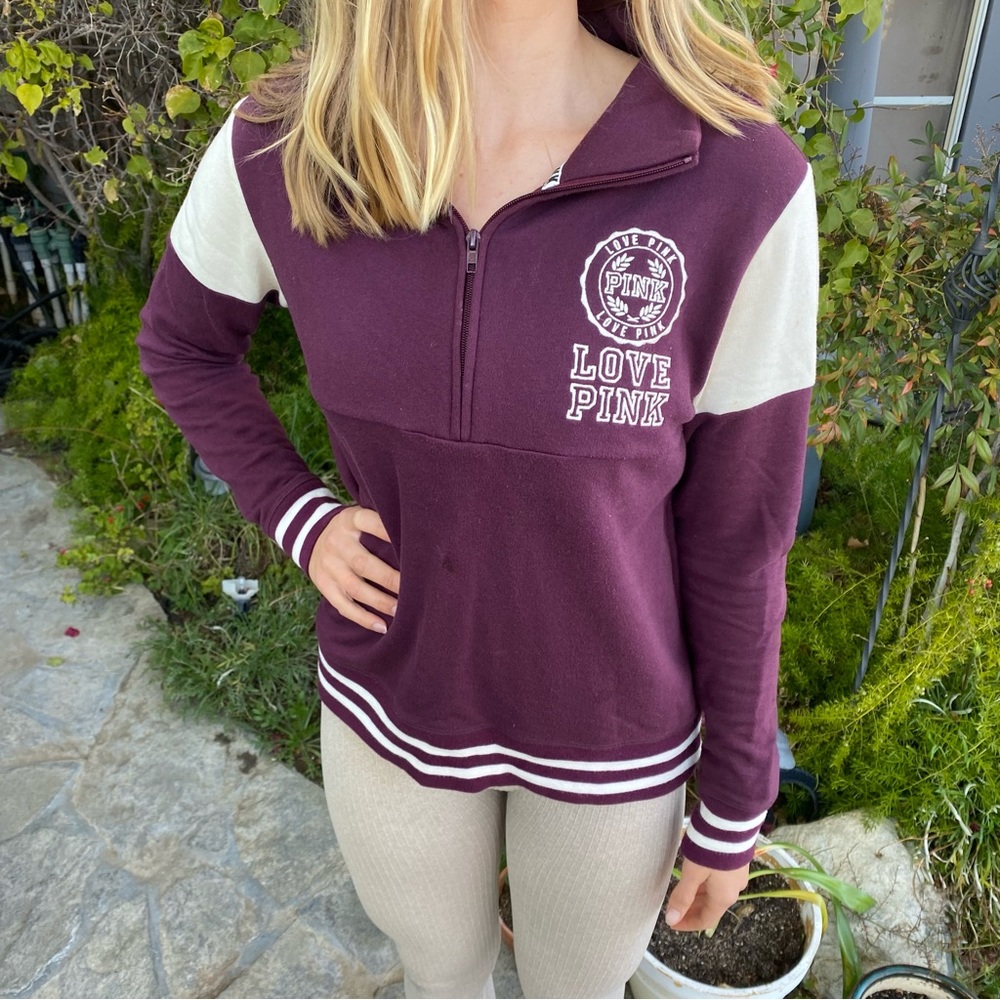 PINK quarter-zip sweatshirt